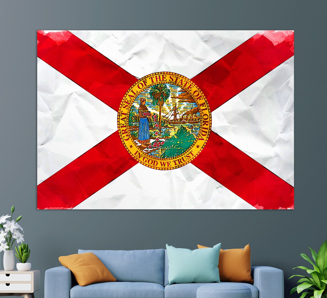 Florida State Flag Painting, Florida Wall Art