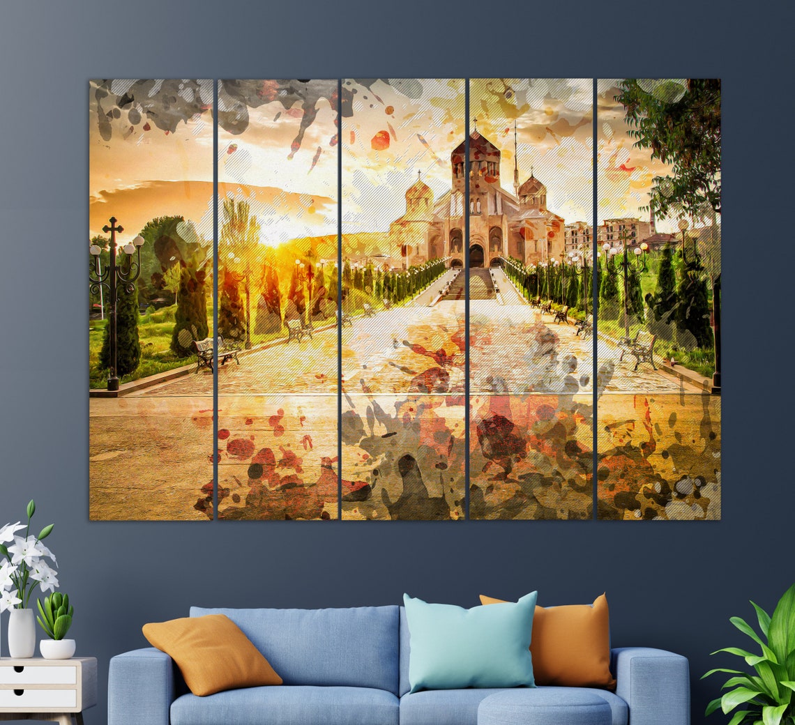 Yerevan Saint Gregory Cathedral Sunset Golden Light Travel Poster - Image 3