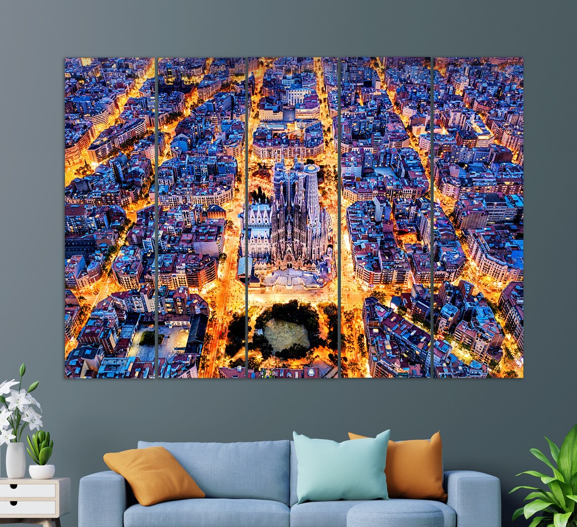 Barcelona Skyline, Sagrada Familia Travel Poster