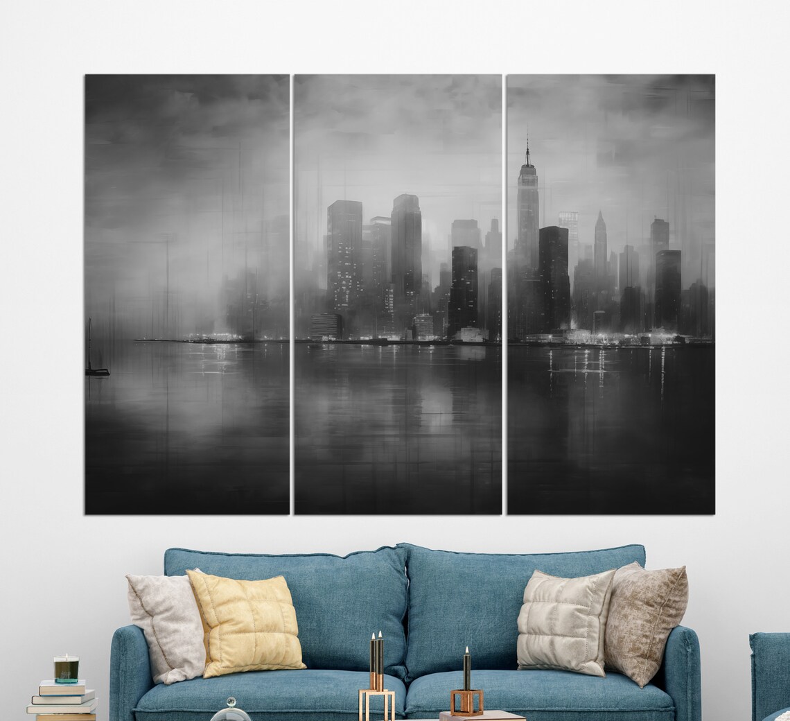 New York City Hazy Golden Skyline Evening Reflection Travel Poster - Image 3