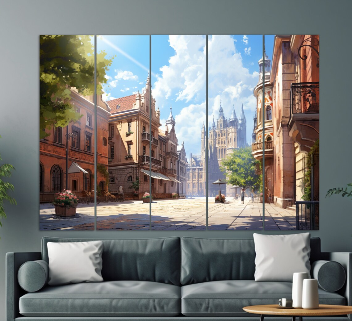 Krakow Poland Old Town Street Gothic Church Sunny Day Travel Poster - Image 3