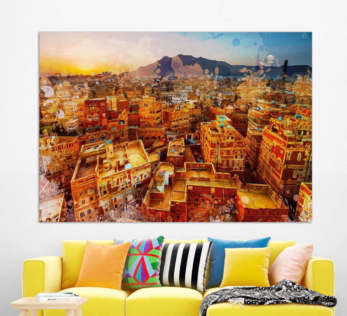 Sanaa, Yemen Wall Art Poster, Abstract Modern