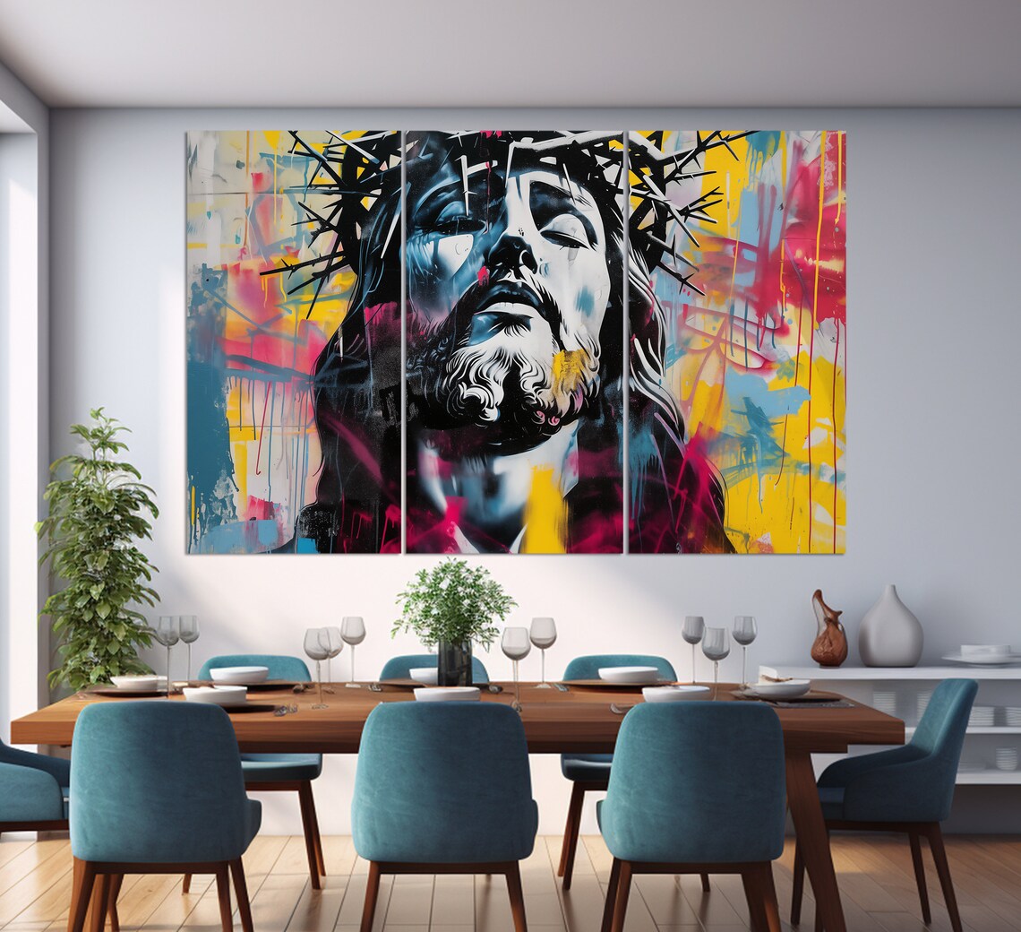 Jesus Christ Graffiti Abstract Religious Art Print - Image 3