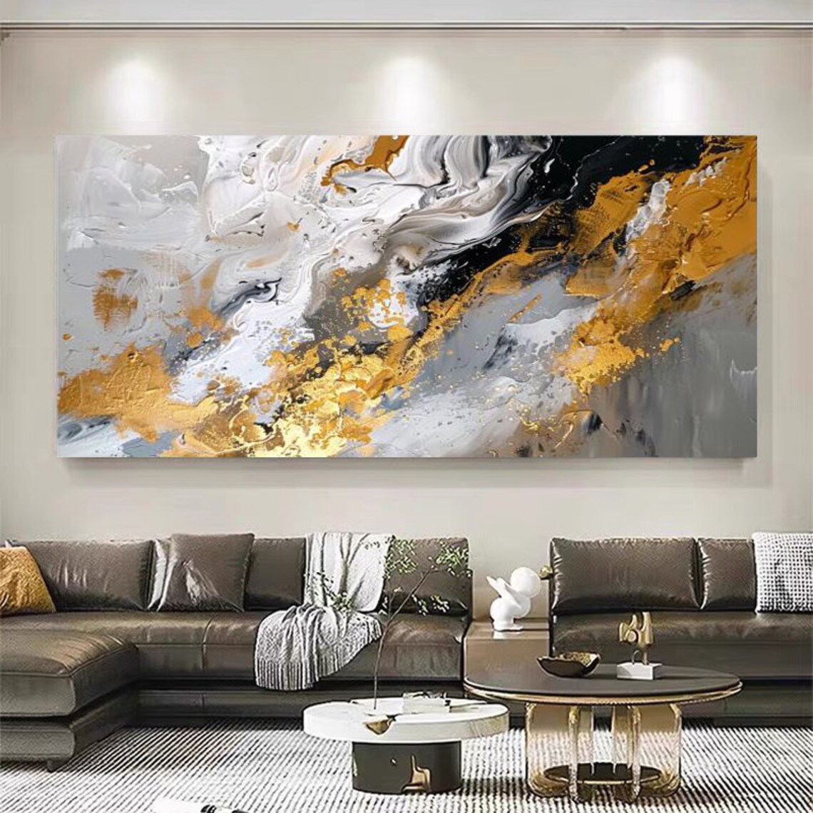 Elegant Gold and White Marble Swirl Minimalist Abstract Poster - Image 3