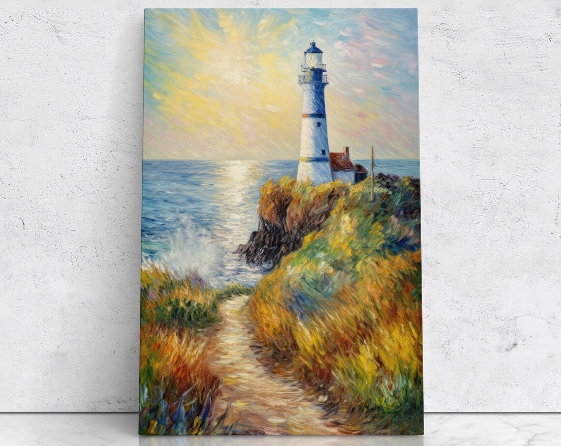 Lighthouse Impressionist Art Print, Living Room Decor