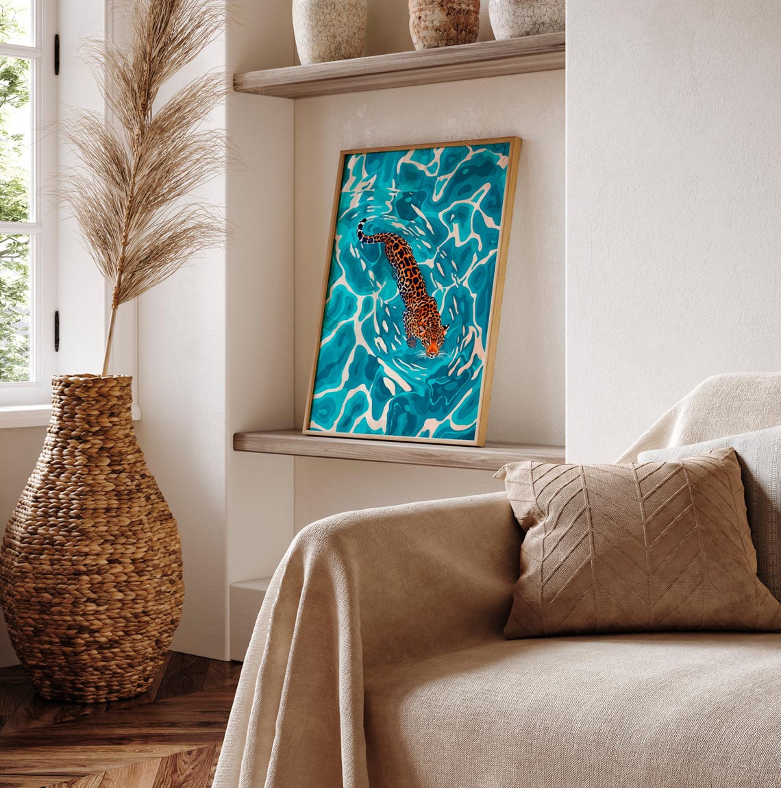 Leopard Poster Tropical Wall Decor Animal Art Print Safari Decor Ocean Wall Art - Image 2