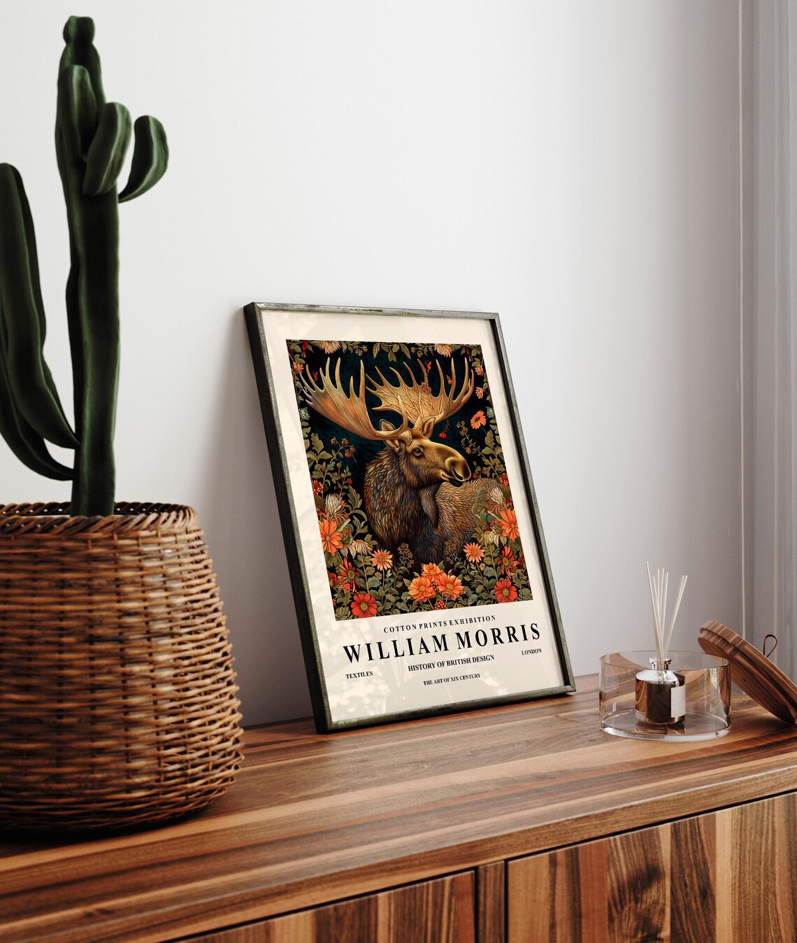 William Morris Moose Print, Dark Cottagecore Poster - Image 4