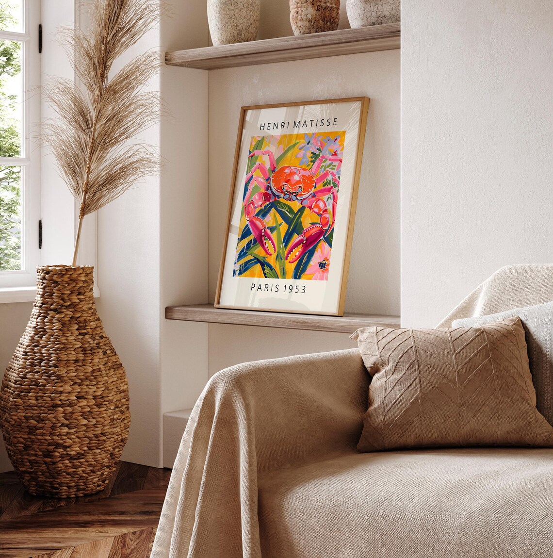 Henri Matisse Style Pink Red Crab Tropical Leaves Paris 1953 Poster - Image 2