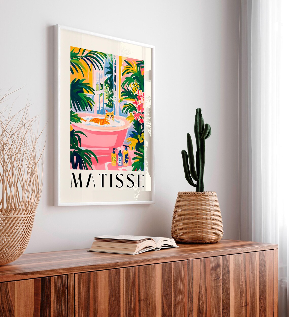 Tabby Cat In A Bathtub, Matisse-Inspired Art Print - Image 4