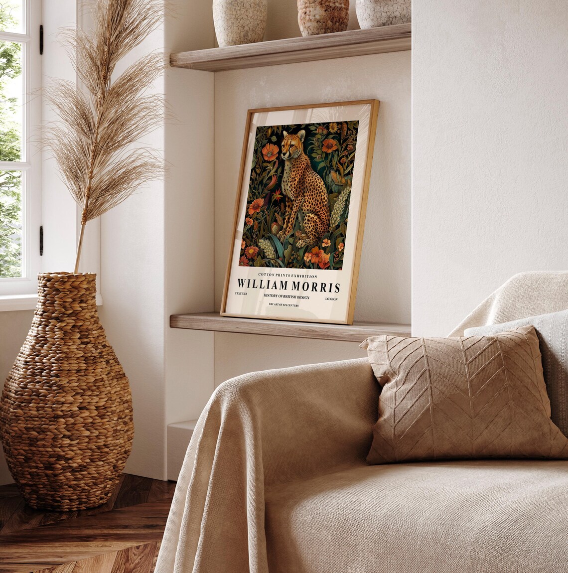 Cheetah Print William Morris Dark Botanical Poster - Image 5