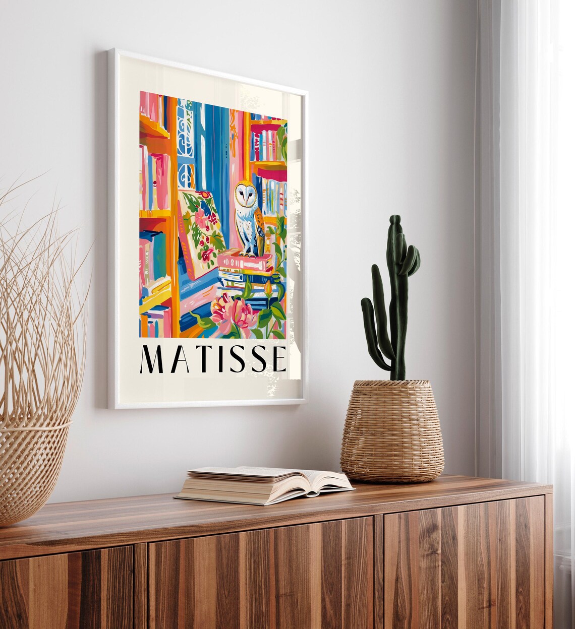 Barn Owl Art Print, Matisse-Inspired Maximalist Decor - Image 5