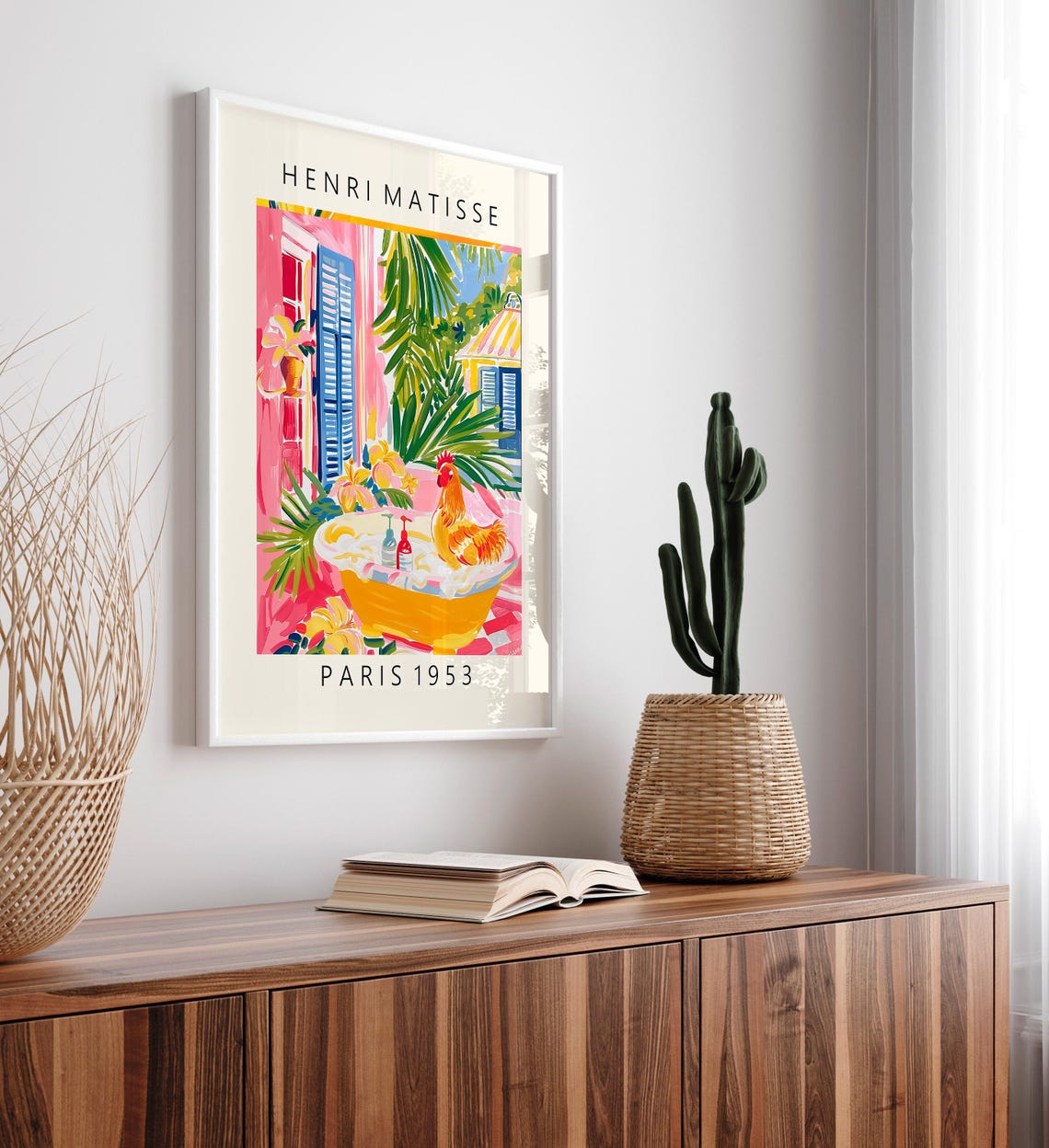 Henri Matisse Style Rooster Bubble Bath Paris 1953 Tropical Poster - Image 5