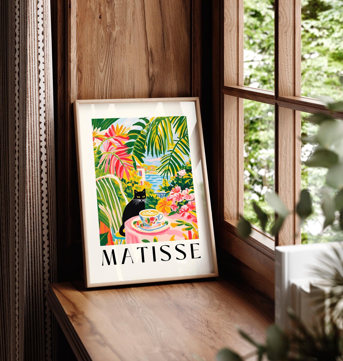 Funny Coffee Print Black Cat, Matisse-Inspired Art Print - Image 5