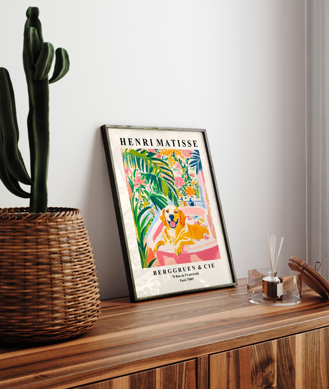 Golden Retriever In Bathtub, Matisse-Inspired Print - Image 2