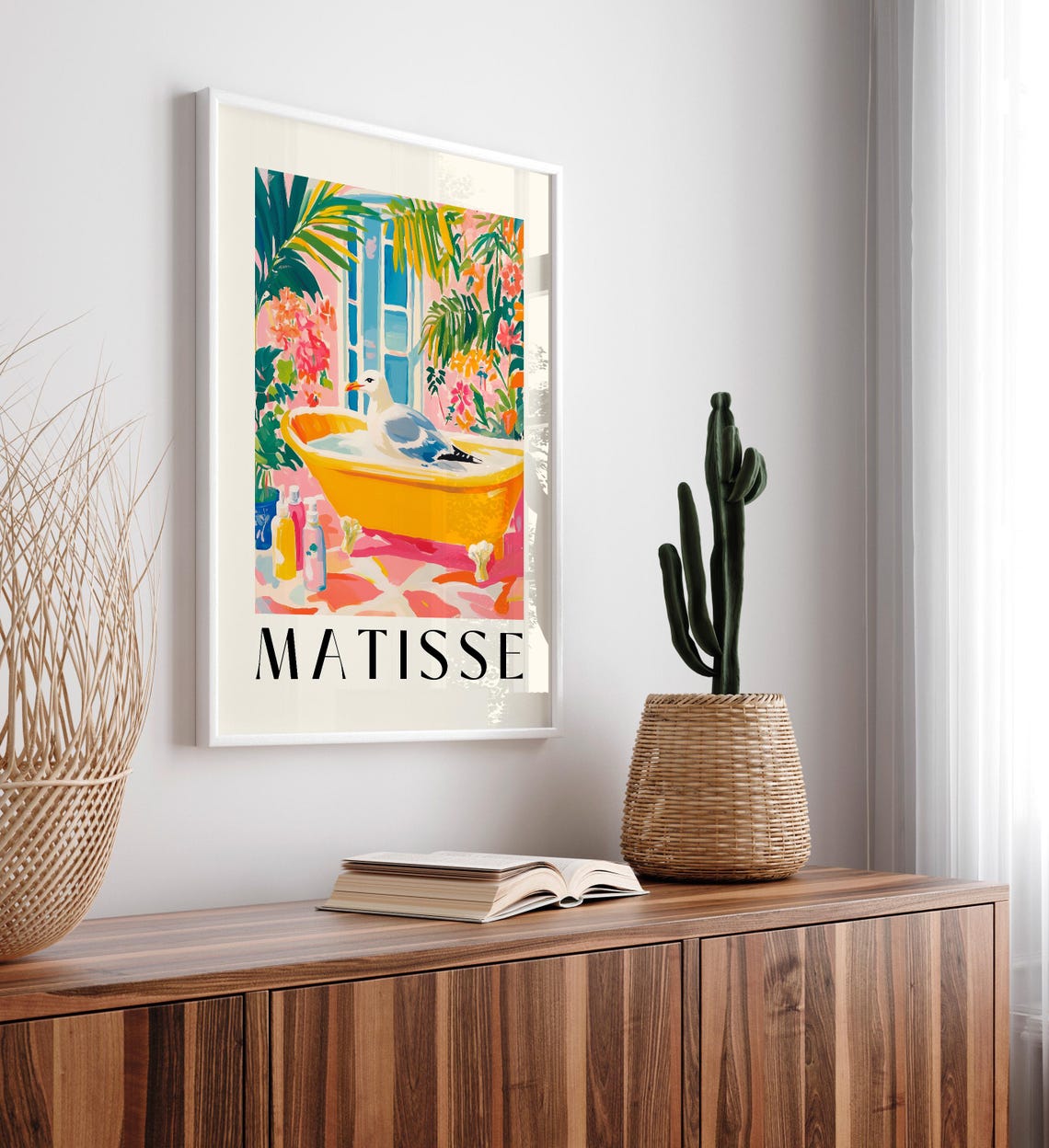 Matisse Style Seagull Bubble Bath Yellow Tropical Floral Poster - Image 4