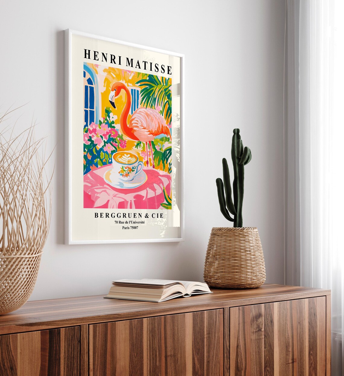Henri Matisse Style Flamingo Latte Cup Pink Tropical Berggruen Poster - Image 4