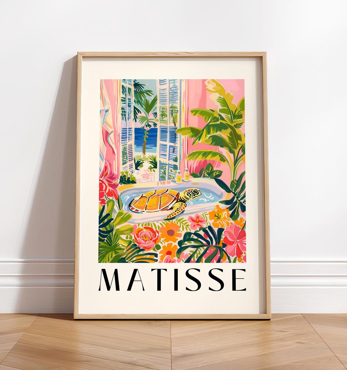 Matisse Style Sea Turtle Bubble Bath Tropical Ocean View Poster