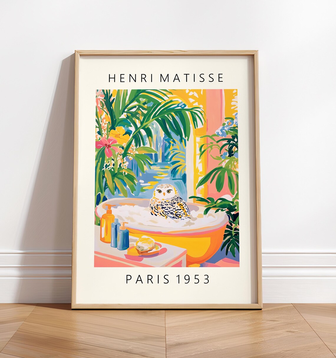 Snowy Owl In Bathtub Poster, Matisse-Inspired