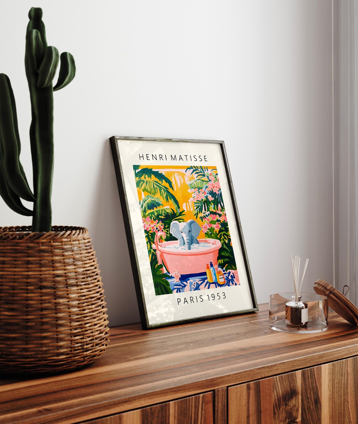 Elephant In Bathtub Funny Poster, Matisse-Inspired - Image 3