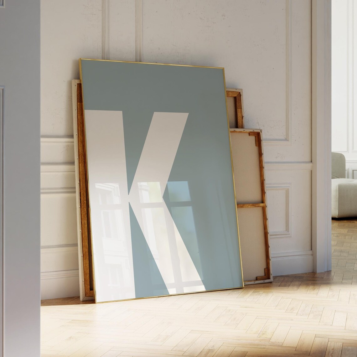 Sage Green Letter K Minimalist Modern Monogram Alphabet Poster