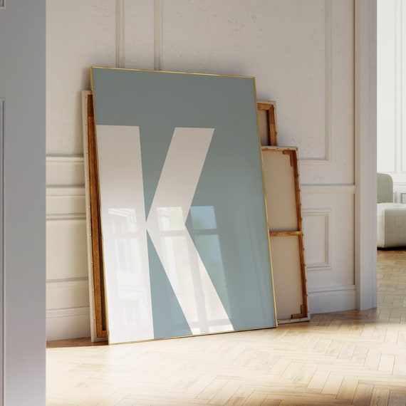 Letter K Print Blue Alphabet Wall Art Initial For Kids Dorm College Nursery Room