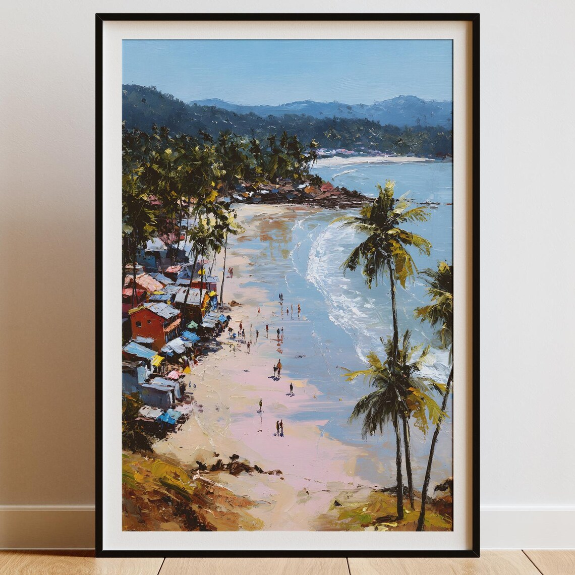 Palolem Beach Goa India Tropical Bay Palms Travel Painting Poster