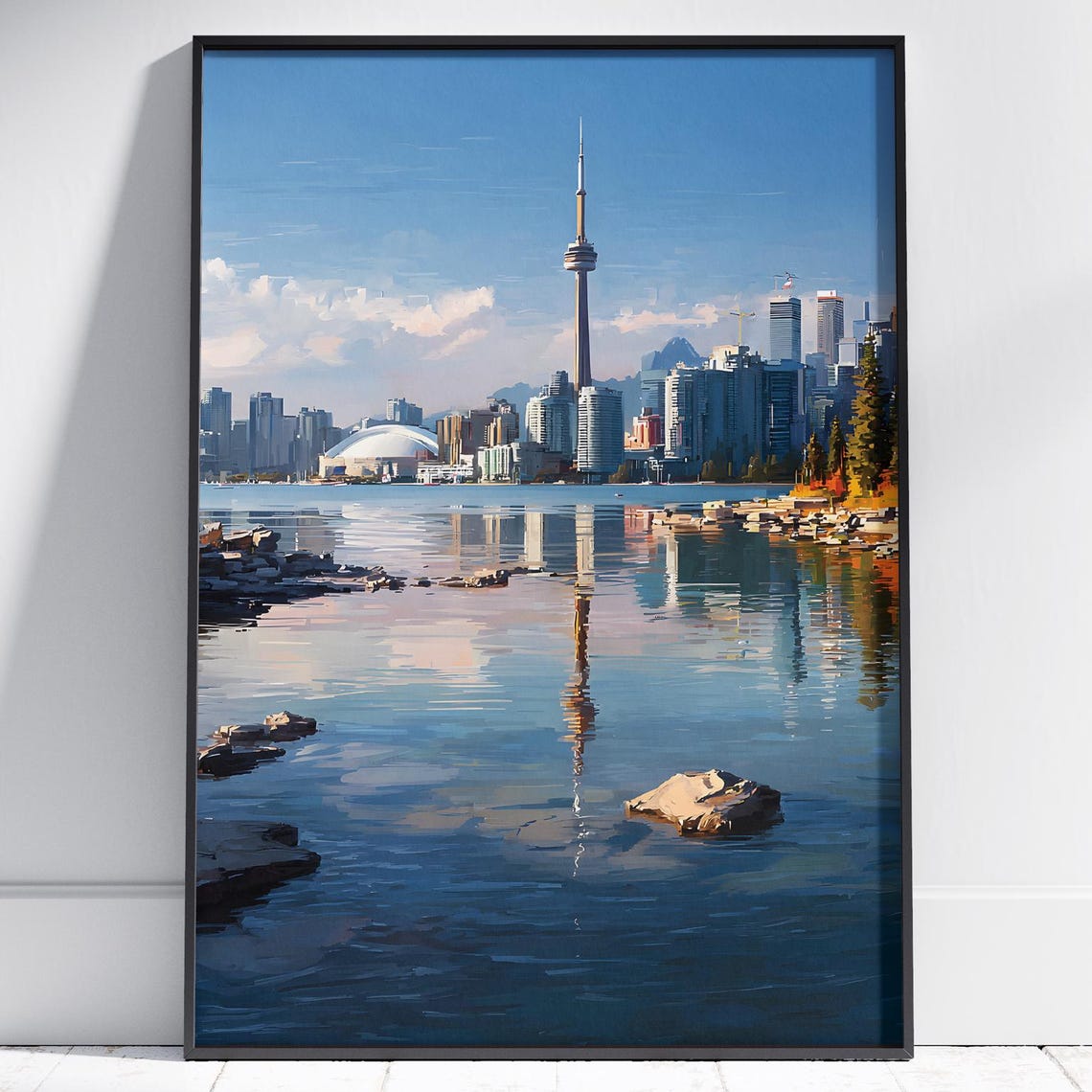 Toronto Canada Skyline CN Tower Lake Ontario Reflection Art Poster