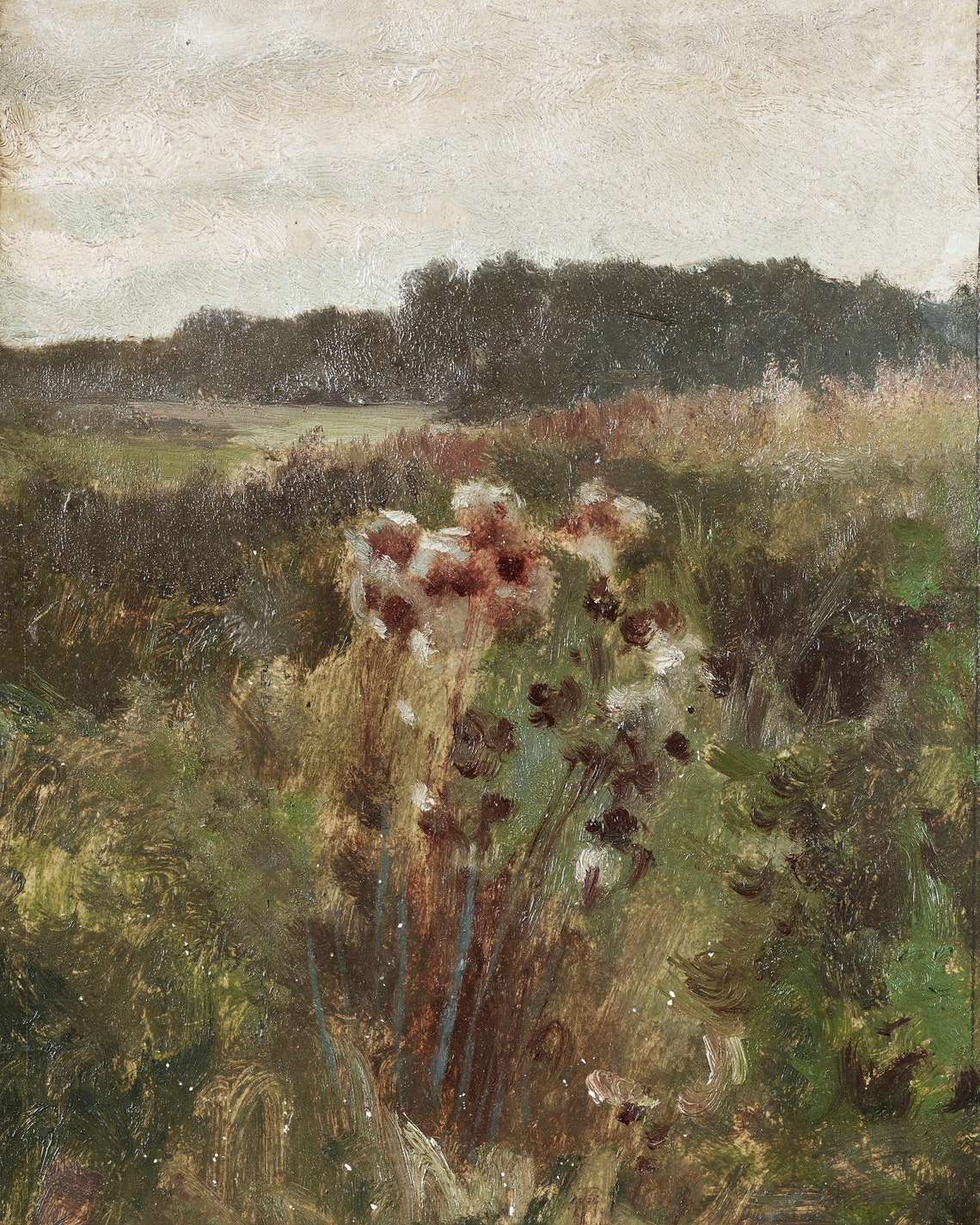 Moody Fall Landscape Print Vintage Rustic Country Decor Muted Floral Art - Image 3