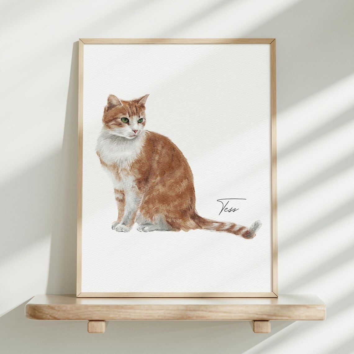 Playful Orange Tabby Cat Catching Petals Watercolor Garden Poster - Image 2