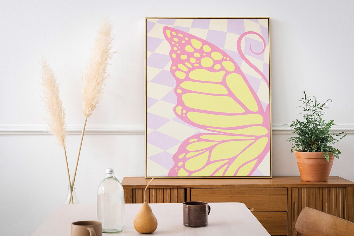 Butterfly Wings Modern Bathroom Wall Art Print
