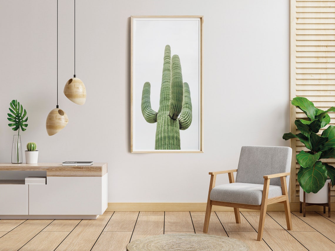 Saguaro Cactus Minimalist Desert Botanical White Background Wall Art - Image 3
