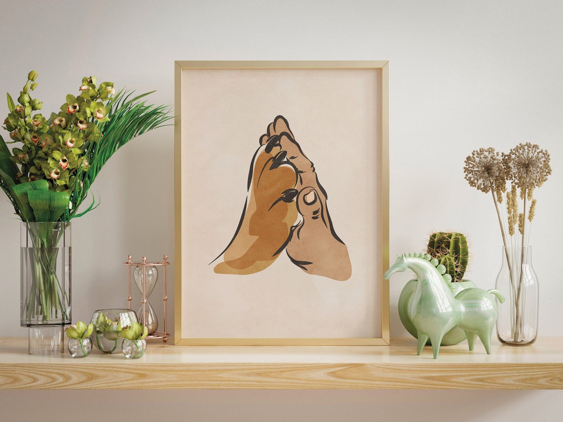 Dog Paw in Human Hand Minimalist Line Artwork Pet Lover Poster - Image 2
