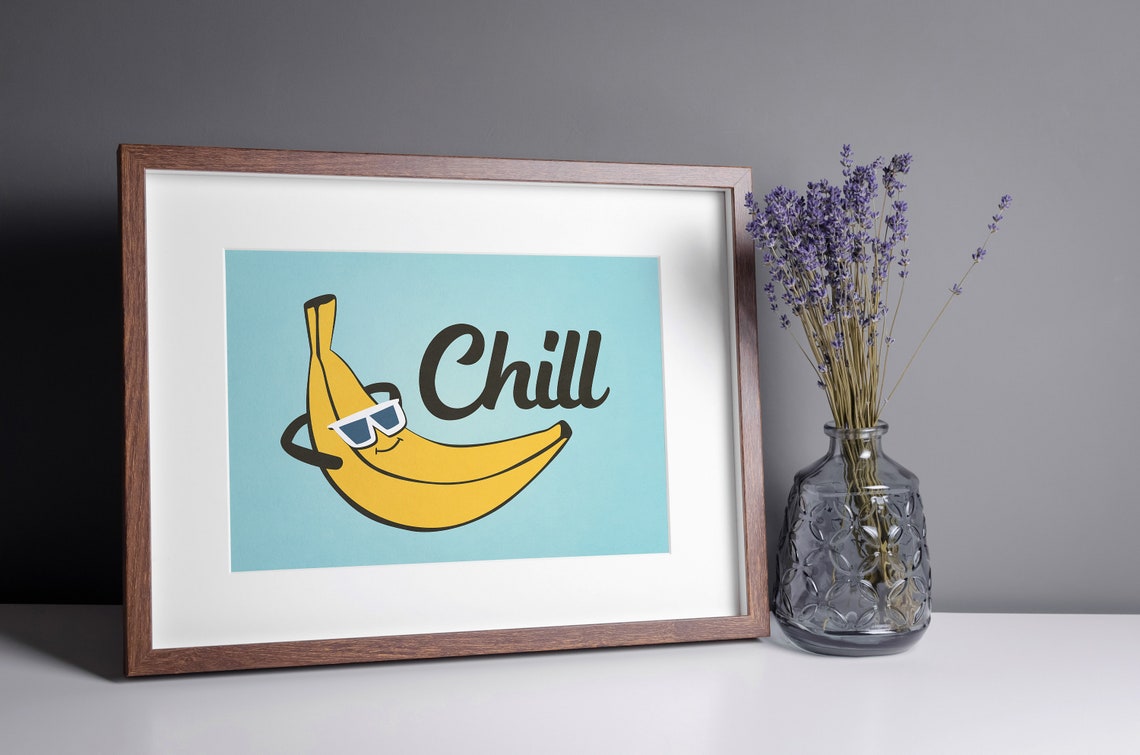 Funny Art Kitchen Wall Decor Kitchen Art Print Banana Food Art Trendy Retro Wall Art Summer Art Horizontal Print - Image 2