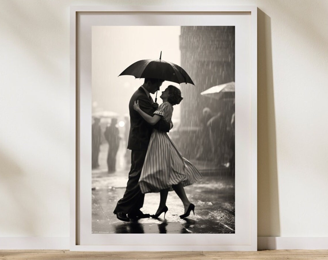 Old Hollywood Couple Dancing In The Rain Vintage Photography Hollywood Boulevard Retro Movie Poster Vintage Photography Streets