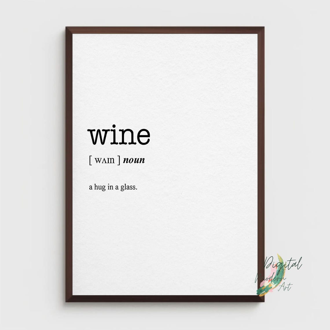 Wine Dictionary Definition Funny A Hug In A Glass Quote Art Poster