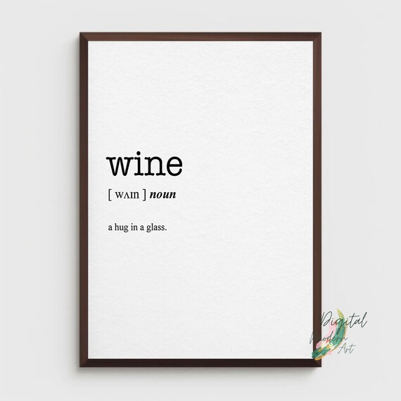 Wine Dictionary Definition Funny A Hug In A Glass Quote Art Poster