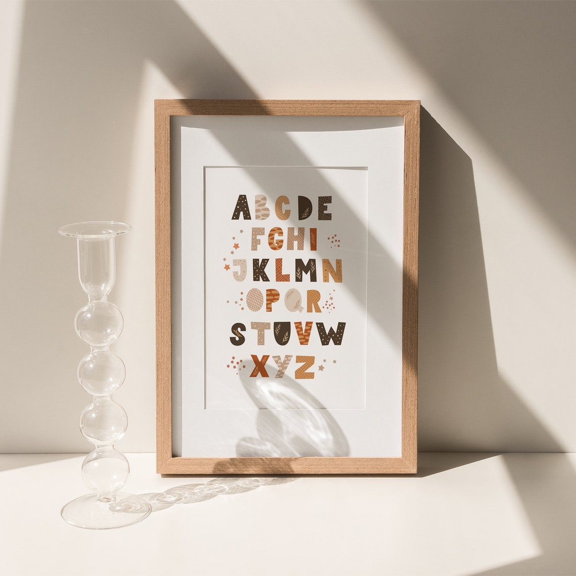 Alphabet A To Z Boho Letters Nursery Kids Room Educational Poster
