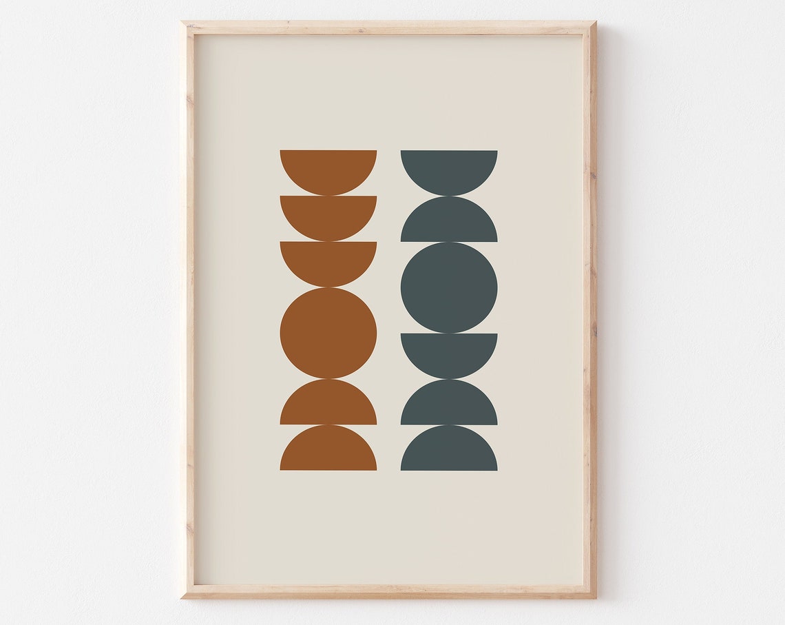 Terracotta Gray Geometric Semicircle Columns Boho Art Poster - Image 3