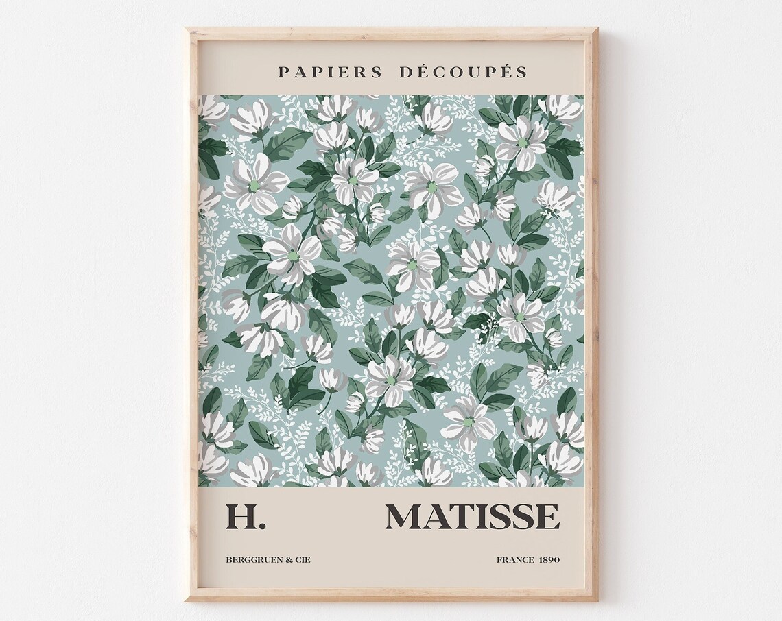 Henri Matisse Papiers Decoupes Green and White Floral Art Poster