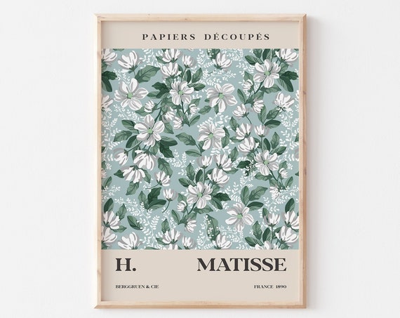 Green Flower Market Prints Matisse Flower Poster Matisse Cut Out Matisse Print Matisse Plant Flower A2 A3 A4 A5 Green Flowers