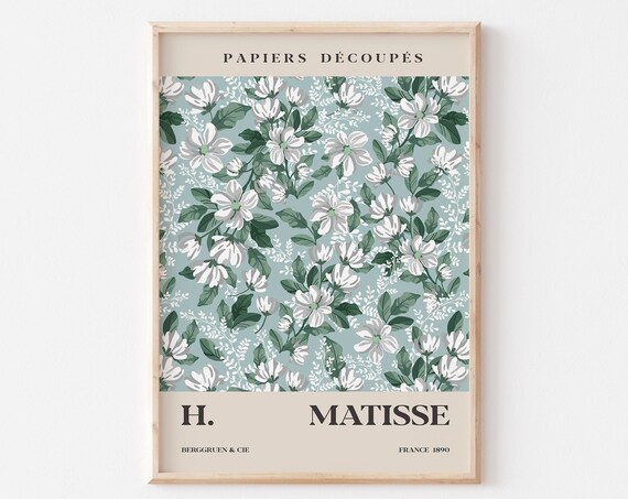 Henri Matisse Papiers Decoupes Green and White Floral Art Poster