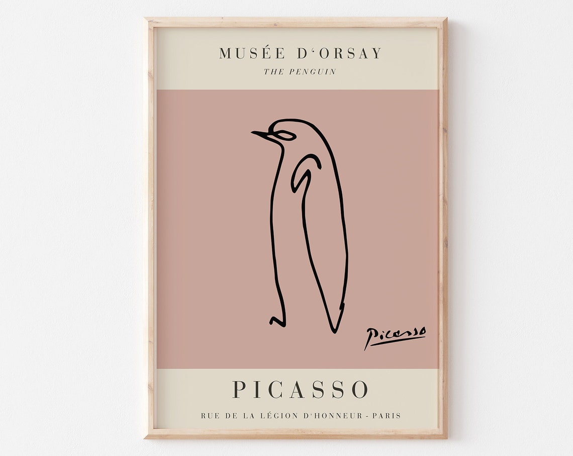 Pablo Picasso The Penguin Dusty Pink Minimalist Line Art Print - Image 3