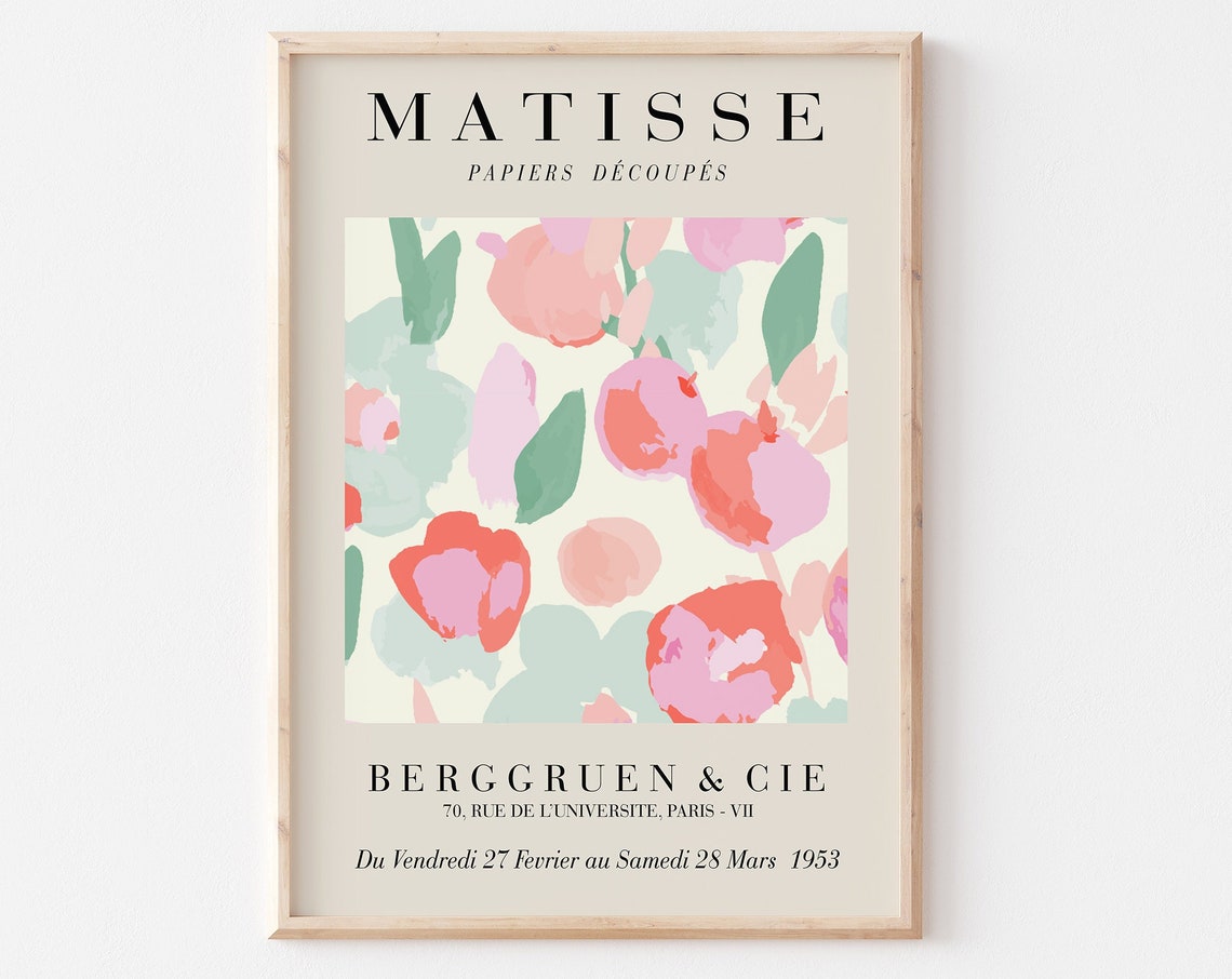 Matisse Pastel Coral Floral Papiers Decoupes Exhibition Poster - Image 3