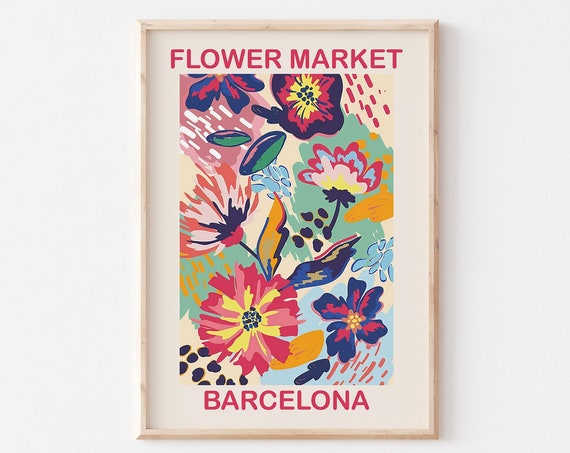 Pink Flower Market Barcelona Print Matisse Flower Poster Matisse Cut Out Matisse Print Matisse Plant Flower A2 A3 A4 A5 Gallery Wall