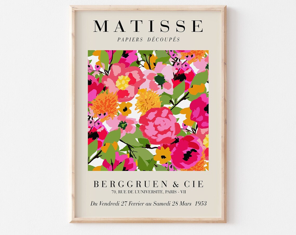 Matisse Vibrant Magenta Floral Bouquet Papiers Decoupes Poster