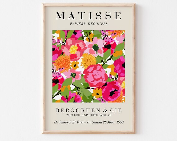 Matisse Vibrant Magenta Floral Bouquet Papiers Decoupes Poster