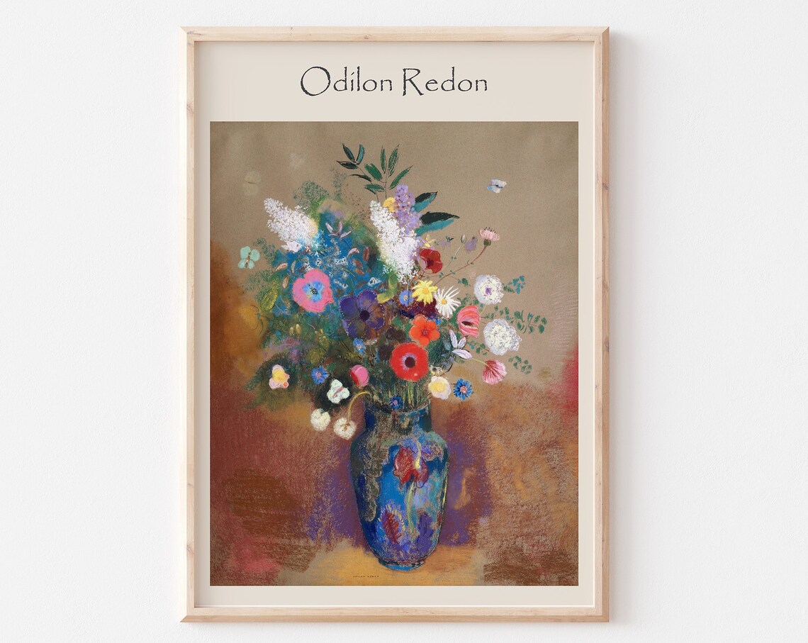 Odilon Redon Flowers in Vase Vintage Floral Still Life Print