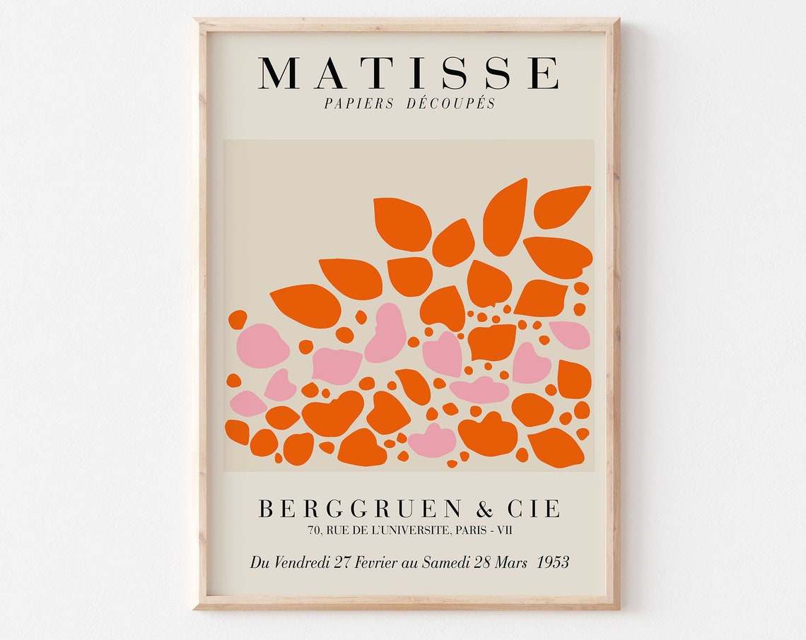 Henri Matisse 1953 Orange Pink Cutout Gallery Exhibition Art Print - Image 3