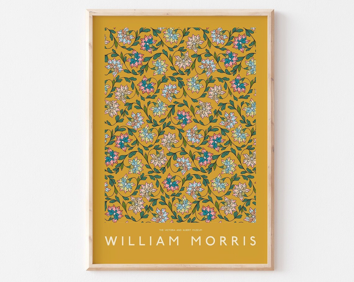 William Morris Mustard Yellow Floral Victoria Albert Museum Poster