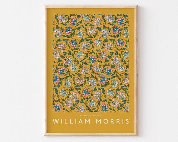 Colorful Yellow Flowers William Morris Print Morris Exhibition Poster Art Nouveau Wall Art A6 A5 A4 A3 A2 A1 A0 William Morris Poster